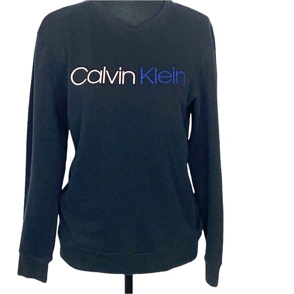 CALVIN KLEIN Women Front Logo Pullover Sweatshirt Size S Black Long Sleeve 2a-6 - Picture 3 of 10